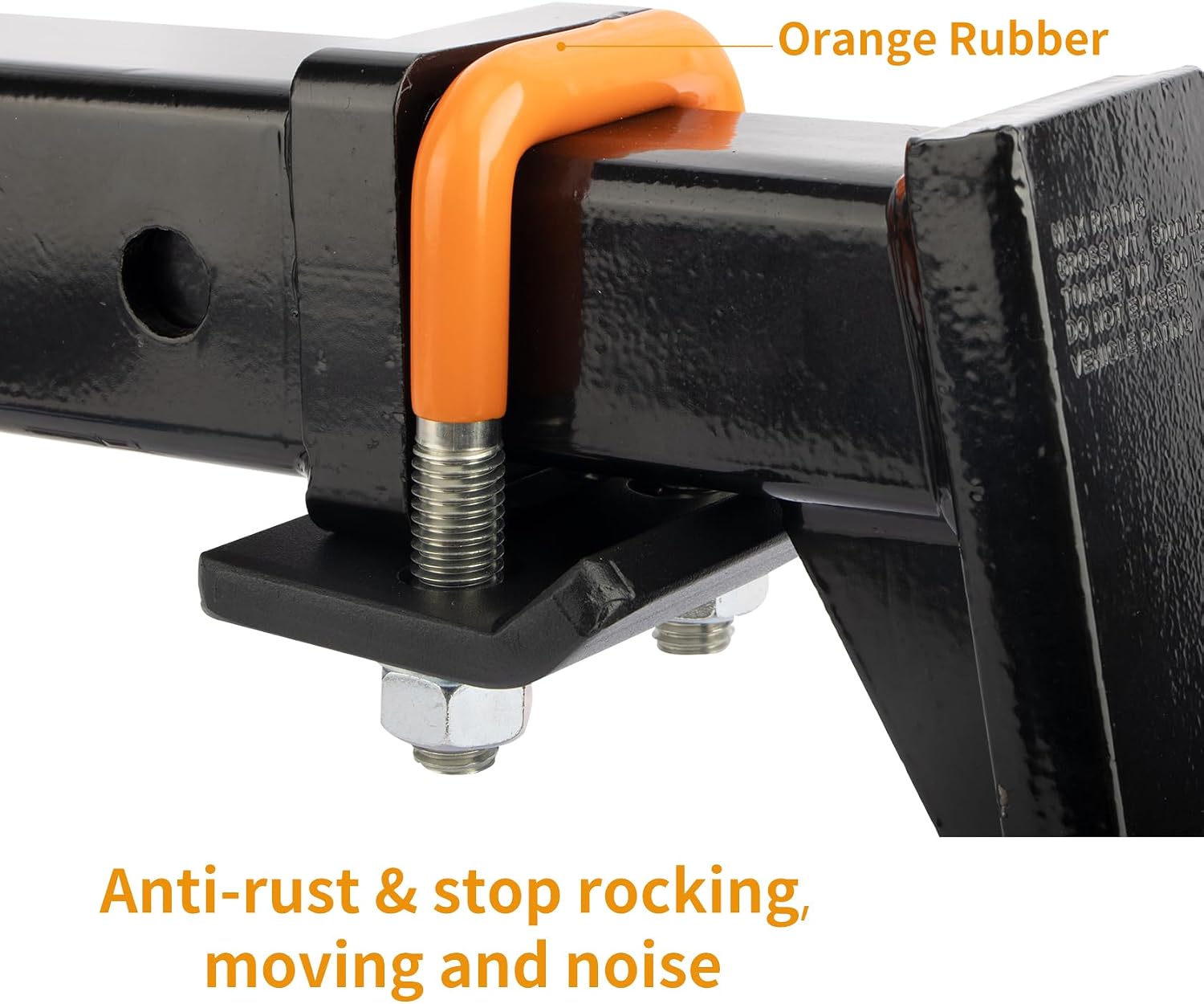 Hitch Tightener for 1.25" and 2" Hitches, Heavy Duty Anti Rattle Hitch Stabilizer with Rubber Coated Reduce Movement On Hitch Mount Cargo Carrier Bike Rack, Orange (2 Pack)