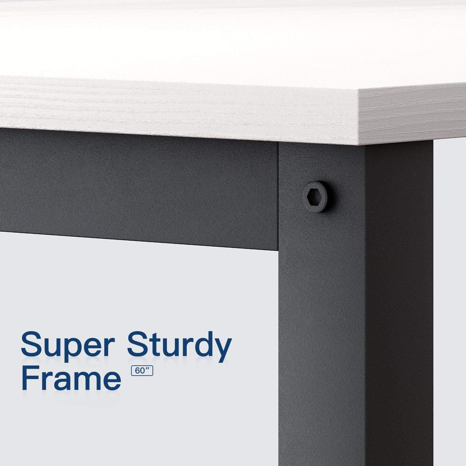 Computer Desk with Shelves,60" Modern Sturdy Writing Desk for Home Office,Office Desk with 3 Storage Shelves,White