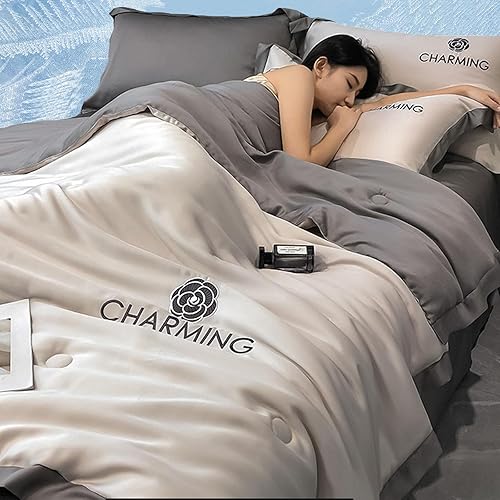 Miniatura 7 de Edredón de algodón fresco y ligero para verano, fresco como helado, manta ligera para verano con doble cara fría, edredón refrescante, edredón de