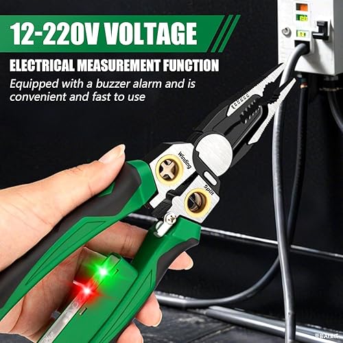 Miniatura 4 de Pelacables de 8 en 1 con probador de voltaje, alicates pelacables multifuncionales de alta resistencia mejorados, alicates eléctricos profesionales