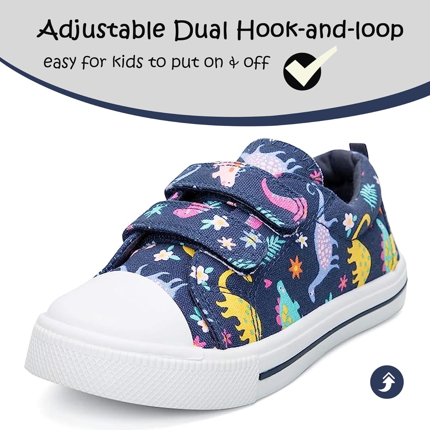K KomForme Toddler Boys & Girls Shoes Kids Canvas Sneakers with Cartoon Dual Hook and Loops - Image 3