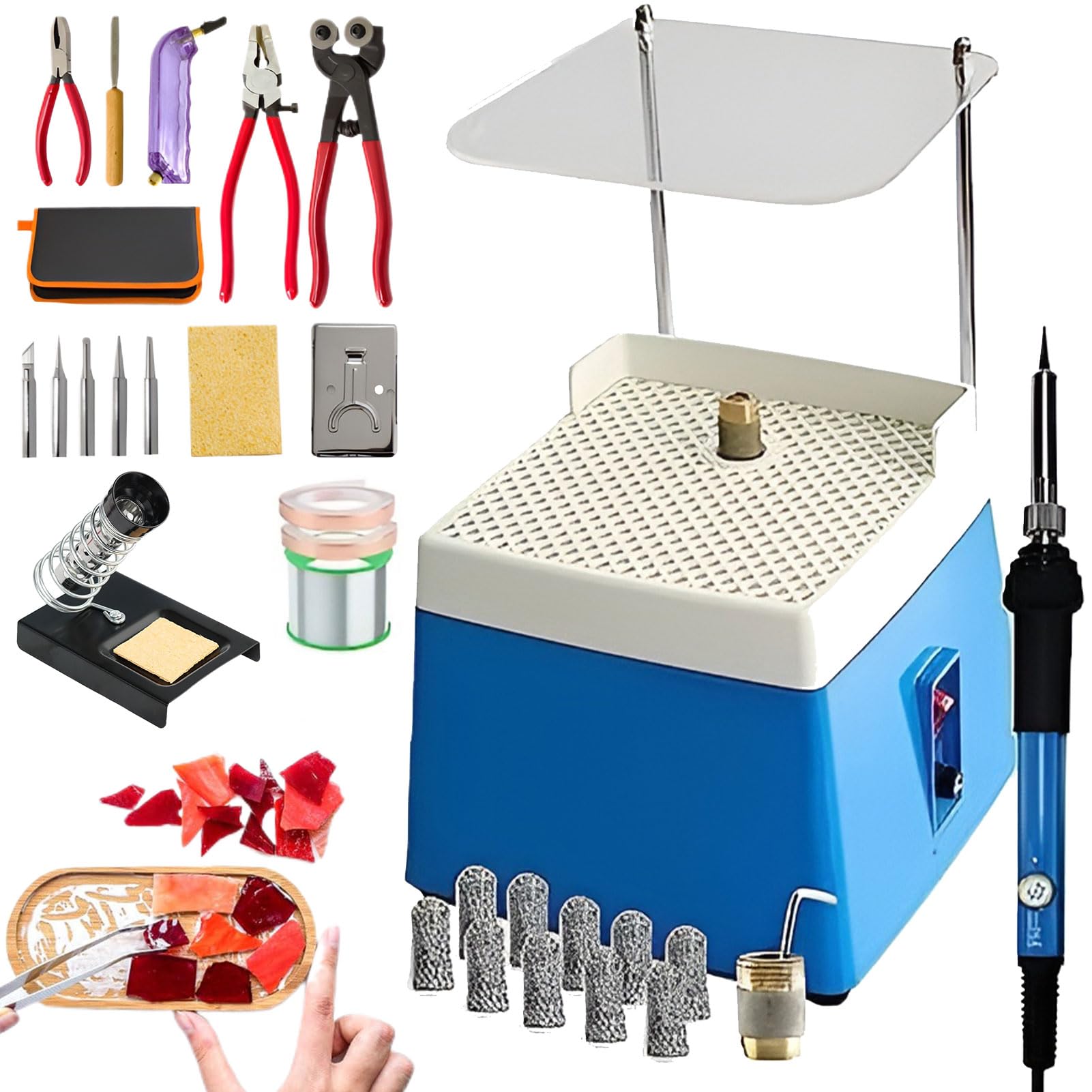 QUTBAG Kit de vitrail, kit de démarrage Professionnel avec meuleuse à Verre pour la Fabrication de vitraux et de mosaïques DIY, pour débutants, Amateurs et Novices