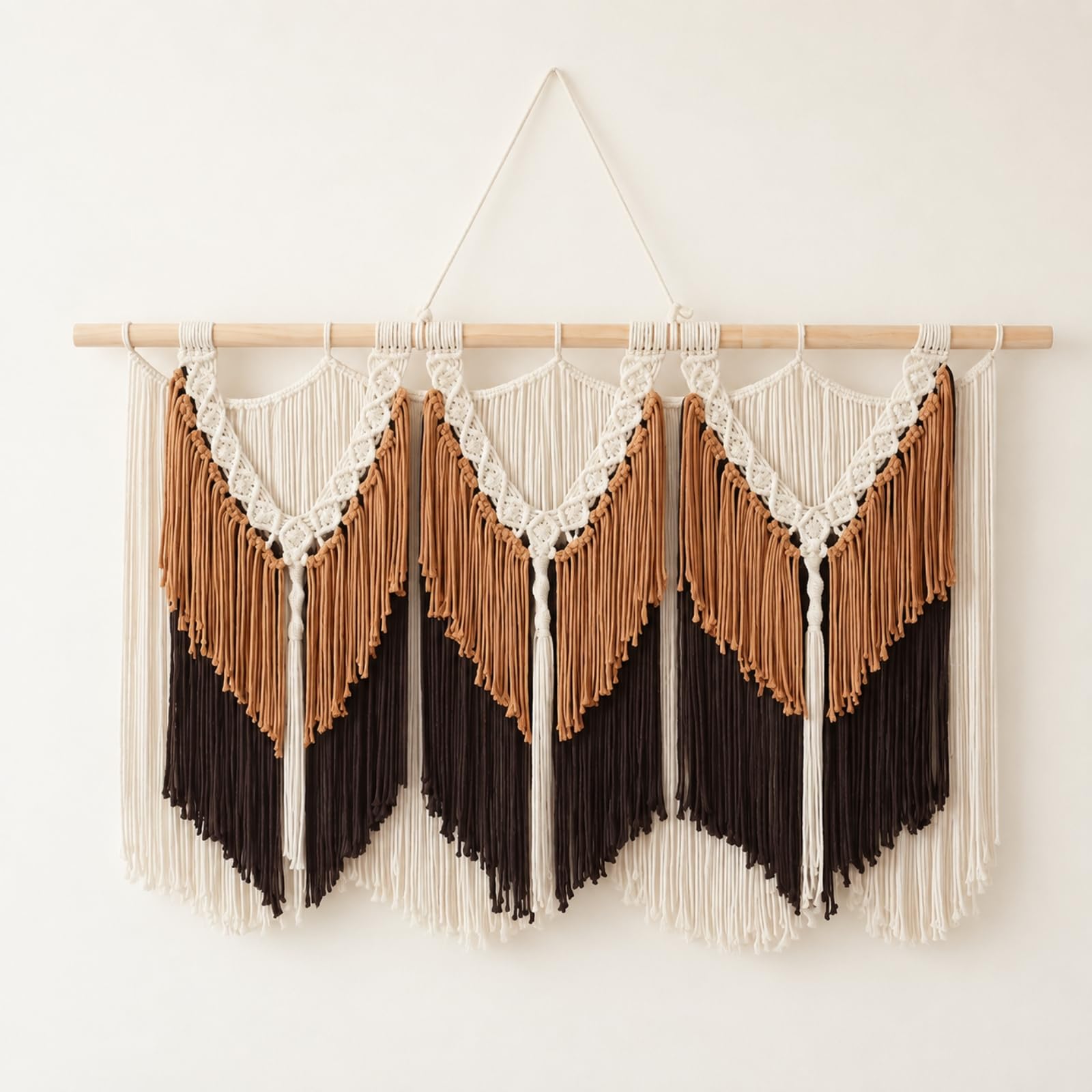 B Baosity Colgante Pared Cuerda Algodón a Mano Tapiz Macramé Boho Tapiz Macramé con Flecos para Dormitorios, Entradas, Estilo B