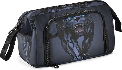 SUABO Estuche para lápices de gran capacidad, bolsa de pantera negra rugiente, estuche para lápices, caja de papelería, bolsa de maquillaje,