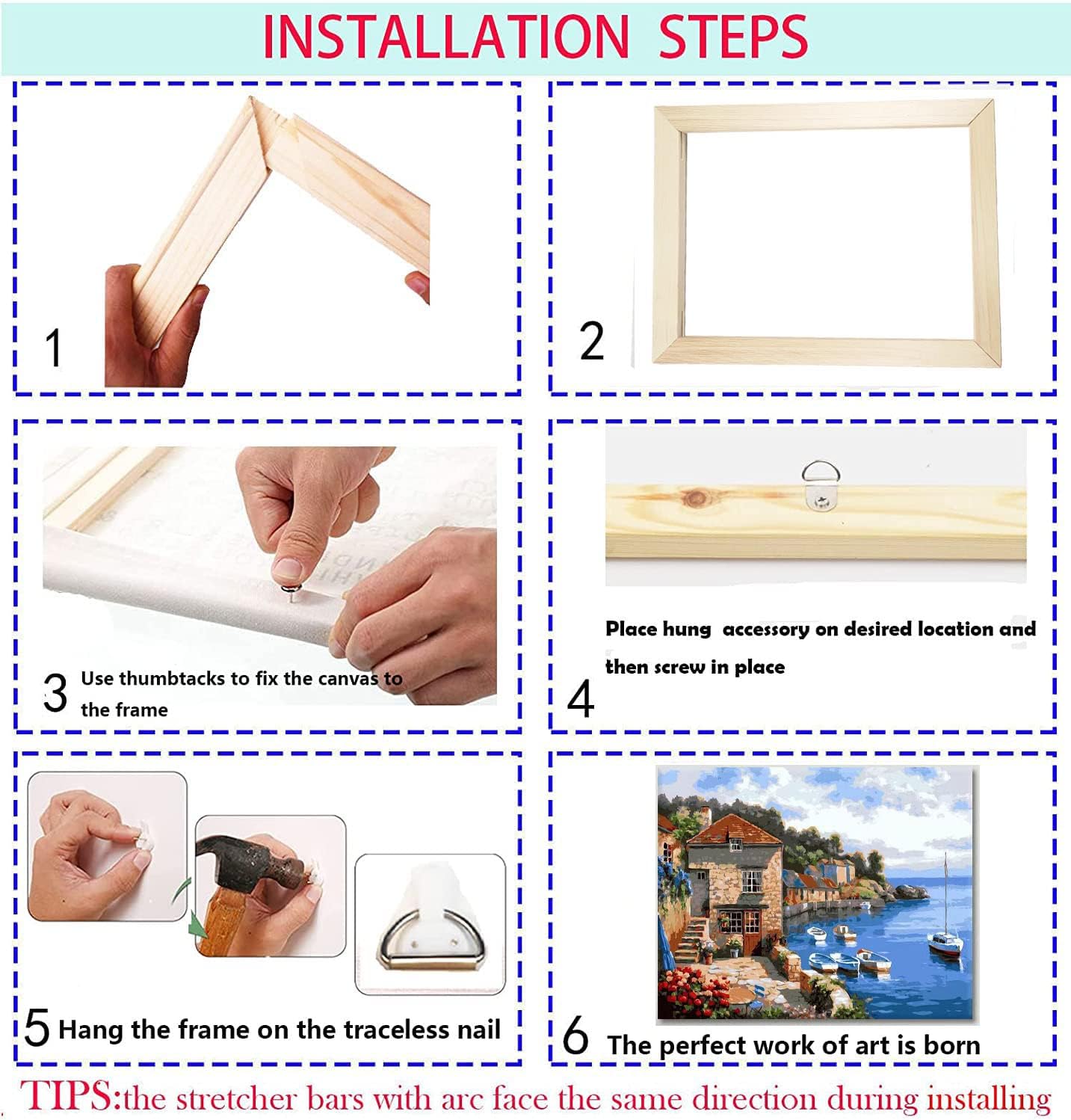 2 Pack 16"x 20" DIY Wood Canvas Stretcher Bars, Canvas Frames Kit-Easy to Assemble,Wooden Frames Kit for Oil Painting,Canvas Painting，Embroidery Stitch and Needlepoint Arts Supplies (16 * 20)