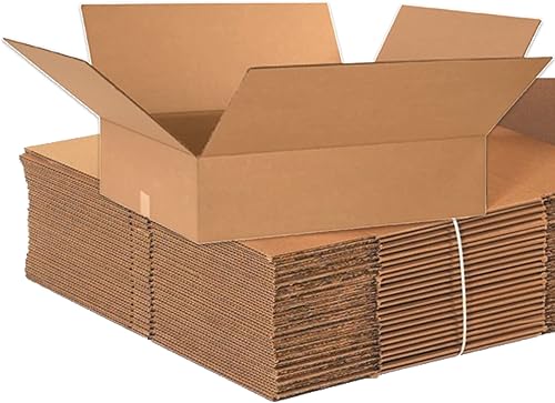 Aviditi 24248 paquete de 10 cajas de cartón corrugado plano de 24 pulgadas de largo x 24 pulgadas de ancho x 8 pulgadas de alto, color madera
