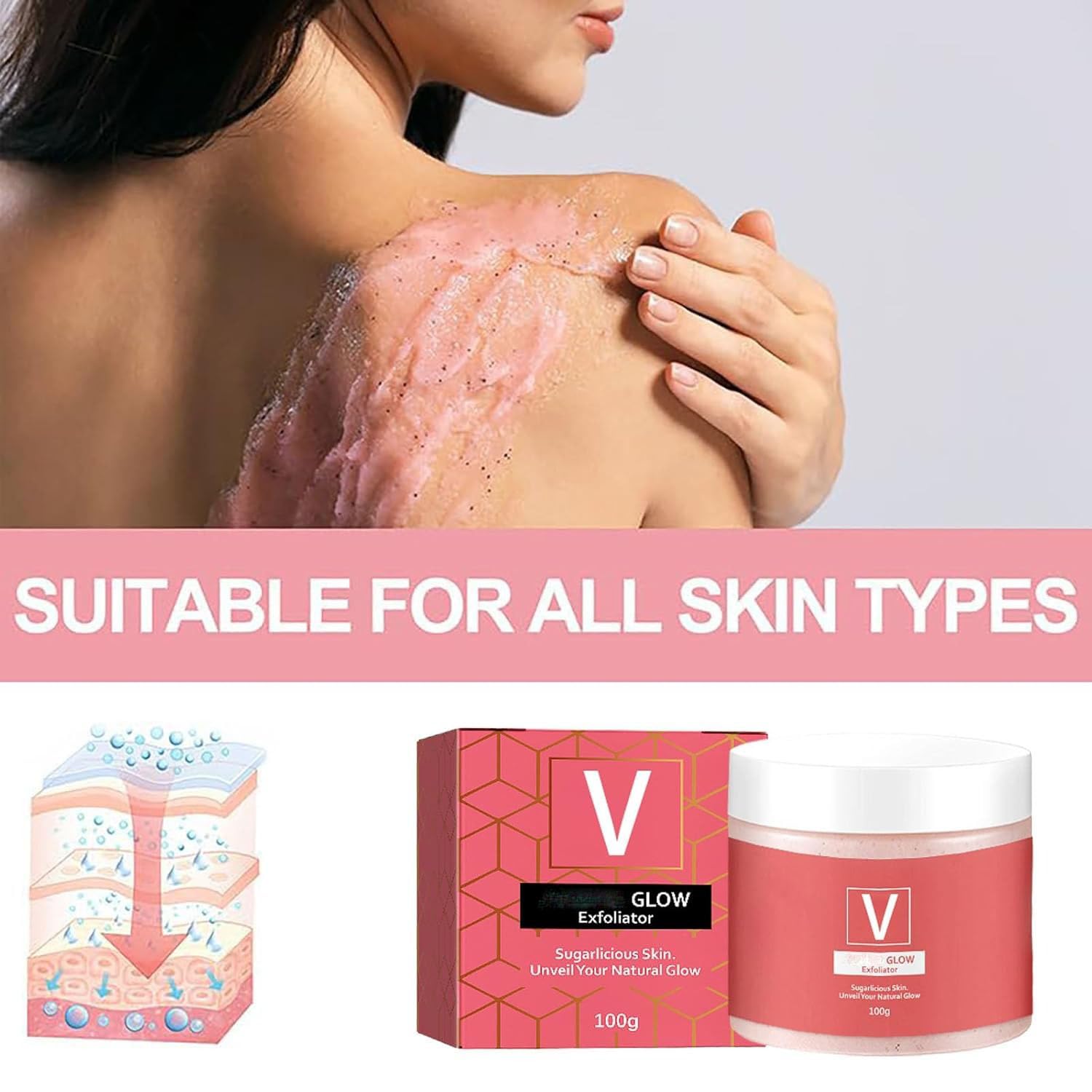 Face Glow Exfoliator, Sugar Facial Scrub, Organic Face & Body Scrub for Smoother Skin