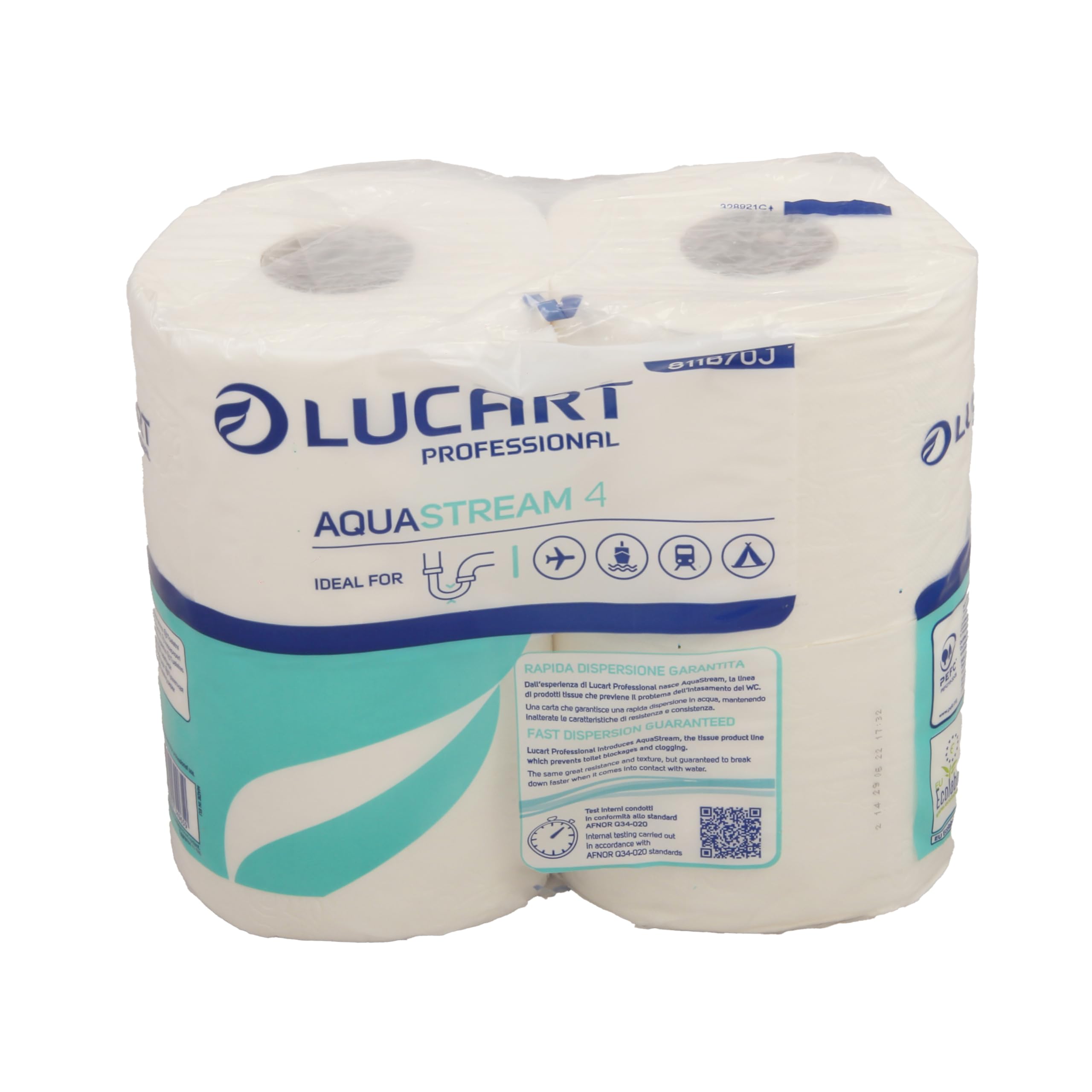 Lot de 4 Rouleaux Papier Toilette Auto-Dissolvant Aquastream | Papier toilette camping et bateau avec savon crème liquide 500 ml. Dissolution rapide en 7 minutes pour WC chimiques.