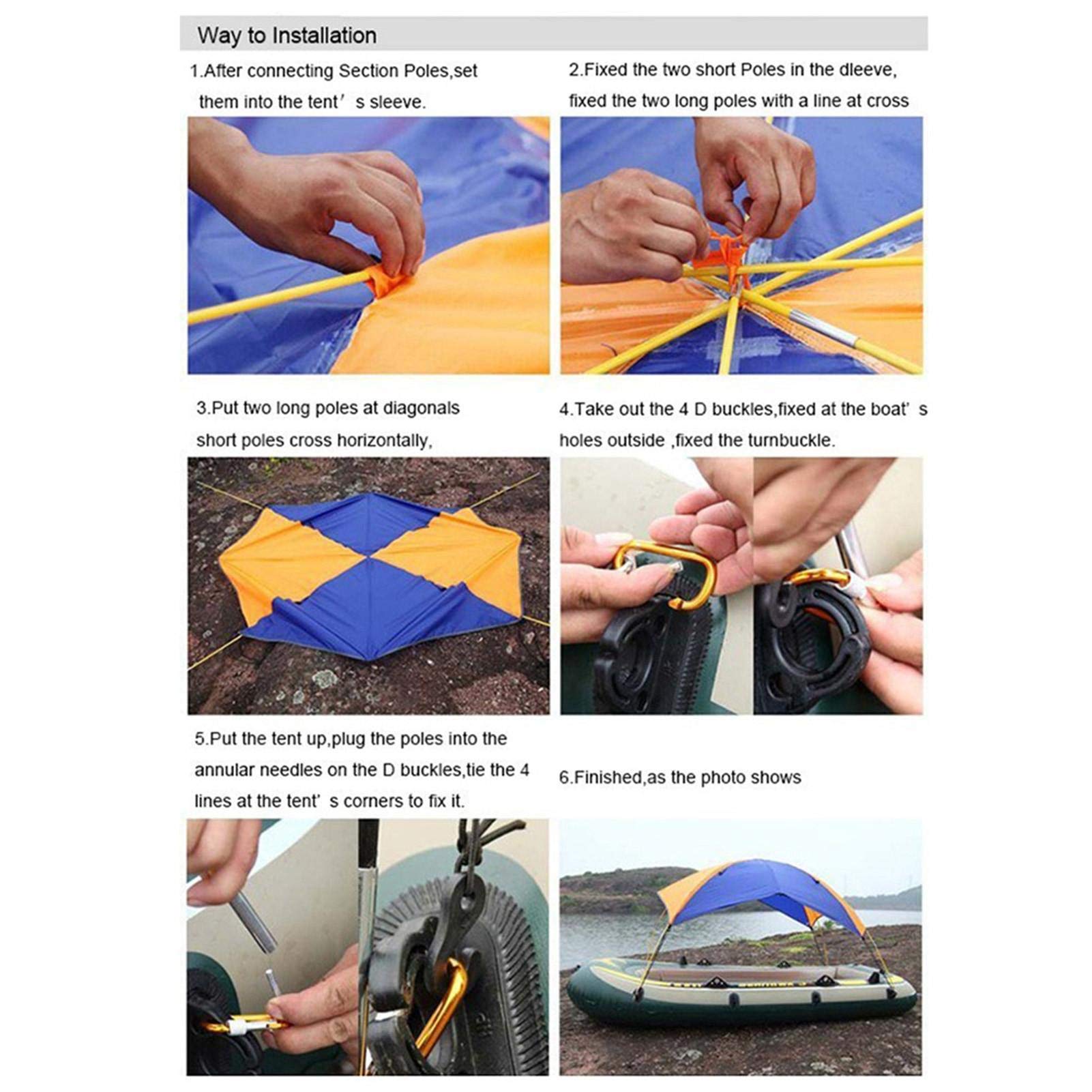 Tienda de campaña para barcos inflables, impermeable, bote de goma, toldo plegable para 4 personas, sombrilla para barco hinchable, sombrilla de vela, toldo de techo, cubierta superior para pesca