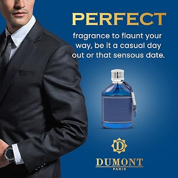 Dumont Nitro Blue 3.4 Fl Oz Eau De Parfum for Men Fresh Aquatic Floral Woody Fragrance Luxurious Long Lasting Scent