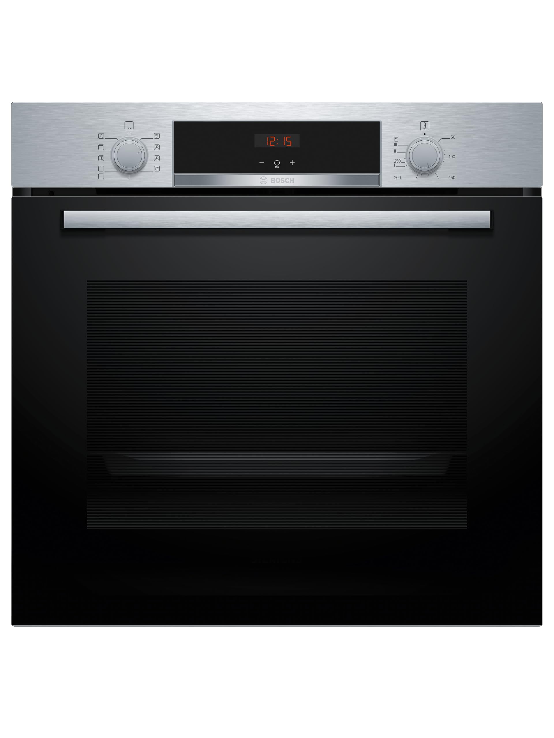 Bosch - Horno Multifunción, Serie 4, 60 cm. de ancho, Asistente de limpieza con agua, 3D Hotair, Acero, HBA514ES3