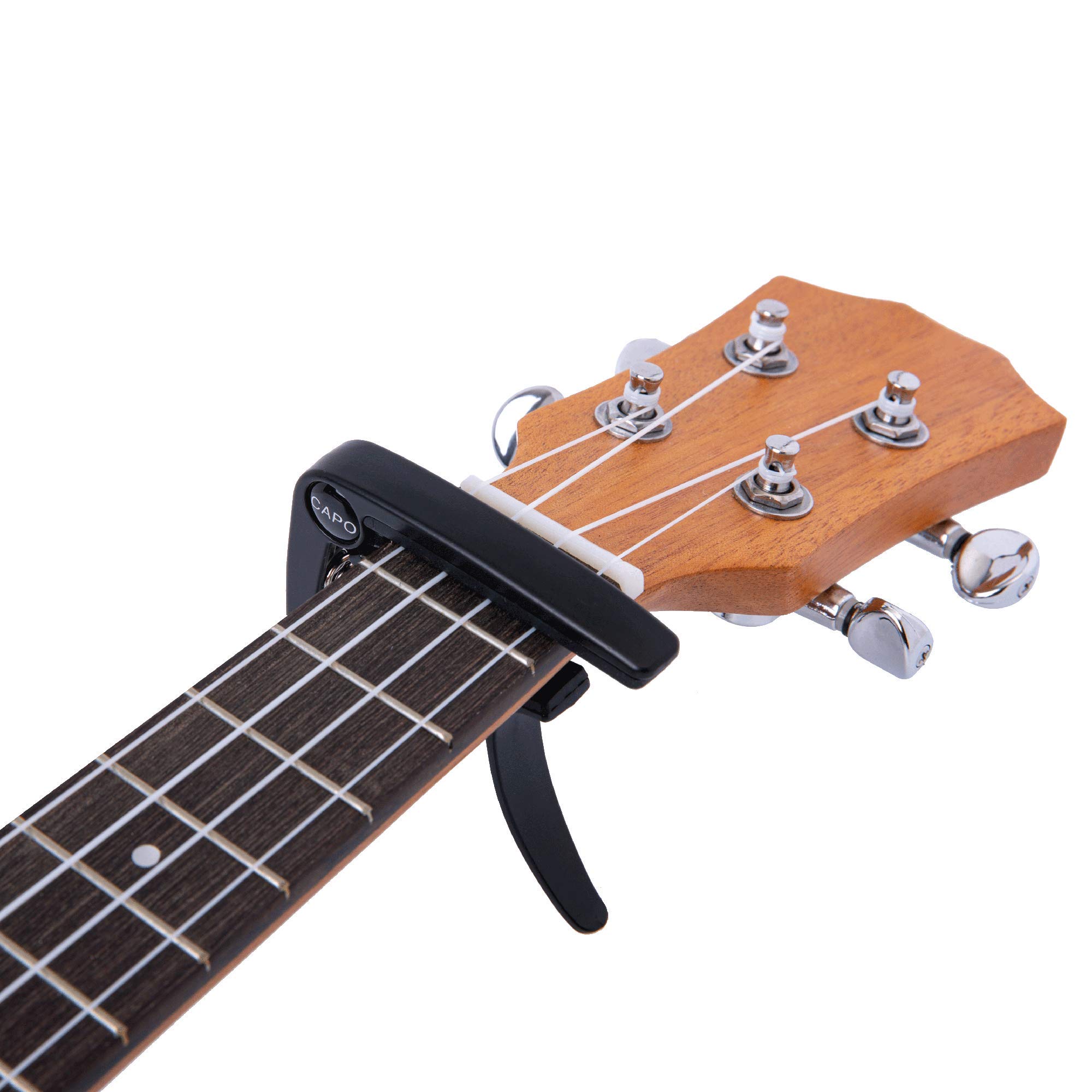 Pack 2 Capodastres Guitare + 5 Médiators – Ajustement Facile Pour Acoustique, électrique, Ukulélé – Noir Et Blanc
