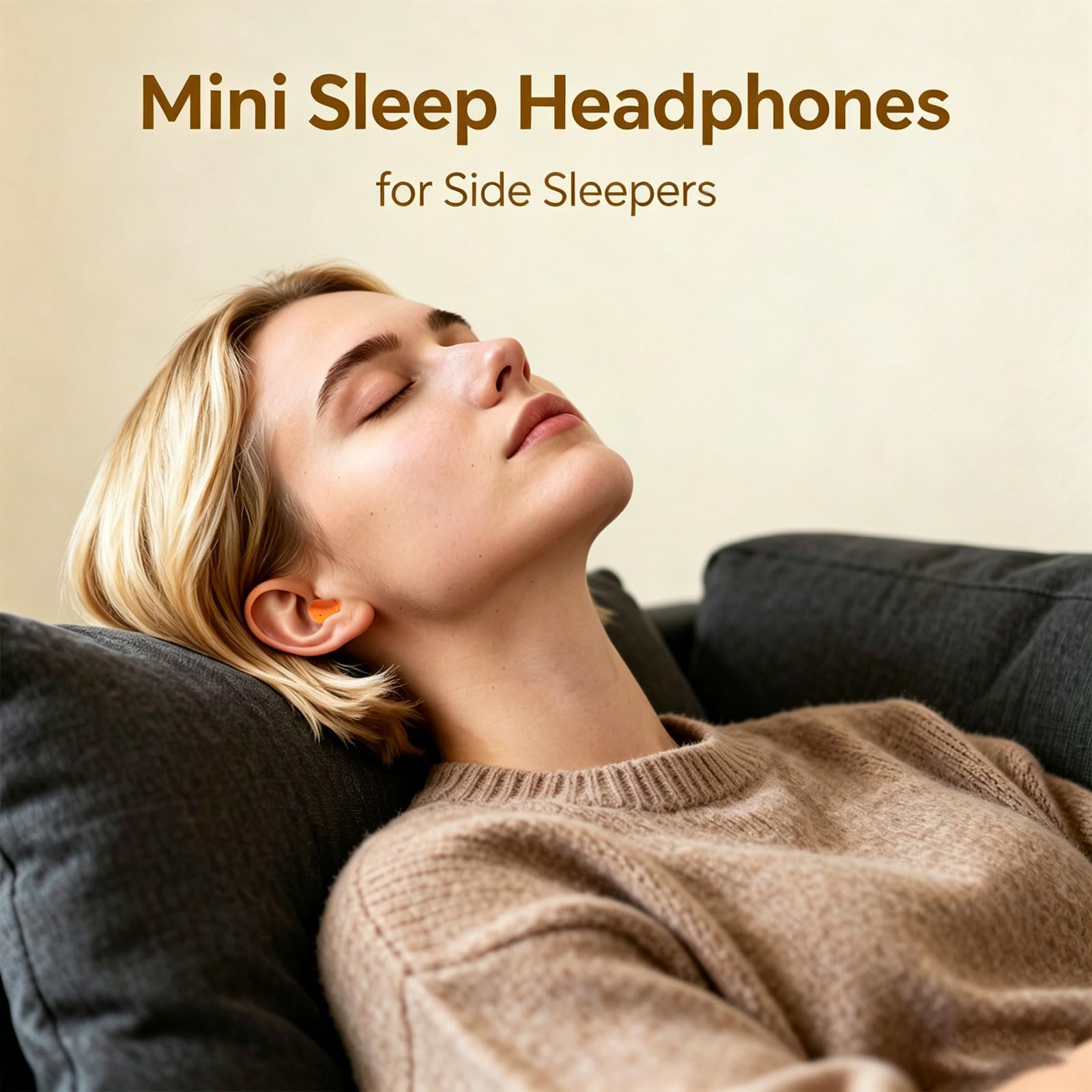 Auriculares pequeños Tamaño de bolsillo Mini Autonomía de larga duración Impermeabilización IPX5 | Ligero Intrauditivo Auriculares Bluetooth Inalámbricos Auriculares Bluetooth con Pantalla LED Autonomía Visible Naranja
