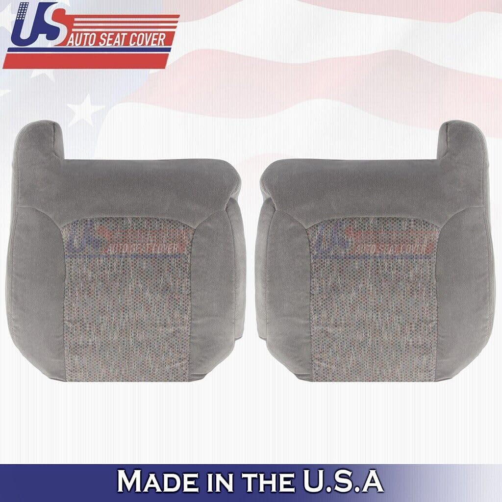 US Auto Seat Cover U.S.AutoSeatCover 2000 2001 2002 Compatible with Chevy Tahoe Compatible with Suburban Front Set Tops&Bottoms Cloth Covers Gray
