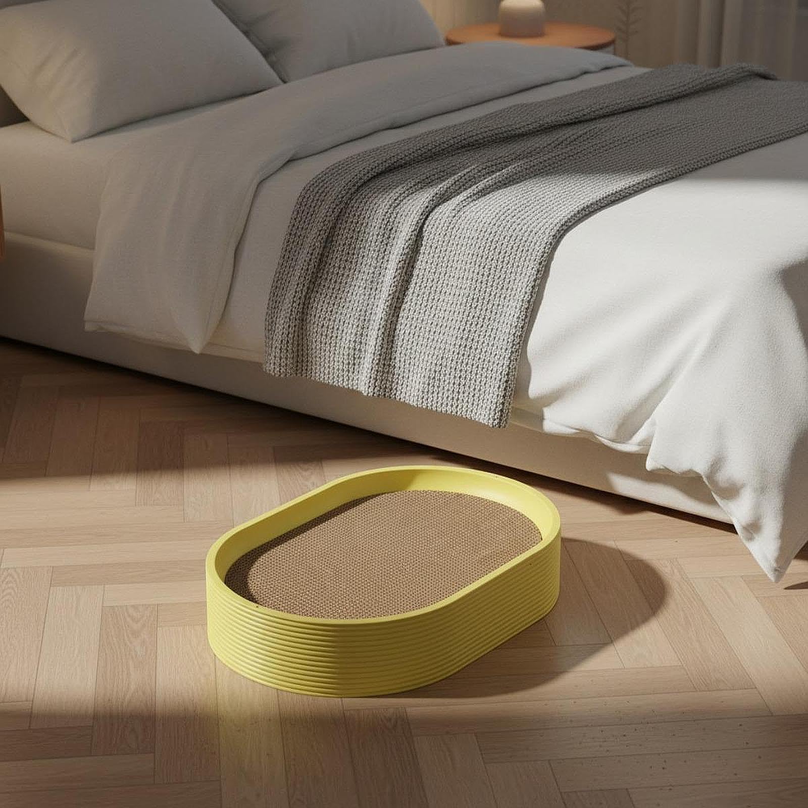 Katzenkratzbett, Kratzbrett, Lustiges Indoor Zubehör, Ersatz Schlafplatz für Kleine Und Mittelgroße Katzen Und Kätzchen, Gelb