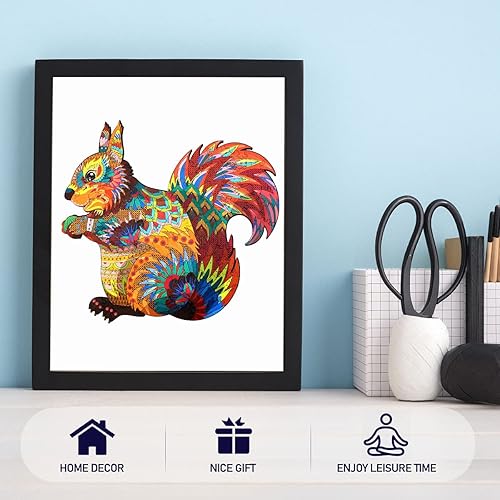 Miniatura 6 de Moruska Rompecabezas de madera únicos para adultos con forma de animal de ardilla, rompecabezas de madera mágicos e irregulares difíciles con piezas