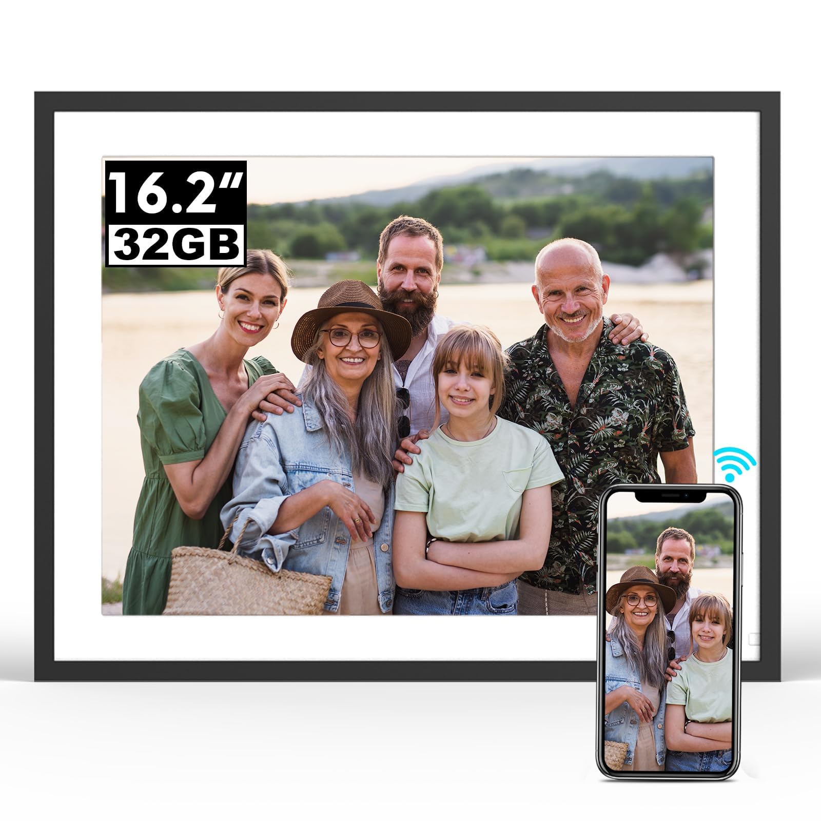 BSIMB 16.2-Inch 32GB WiFi Extra Large Digital Picture Frame, Smart Photo Frame with IPS HD Touchscreen Remote Control, Share Photos&Video via App&Email, Dad Gifts, Gifts for Men