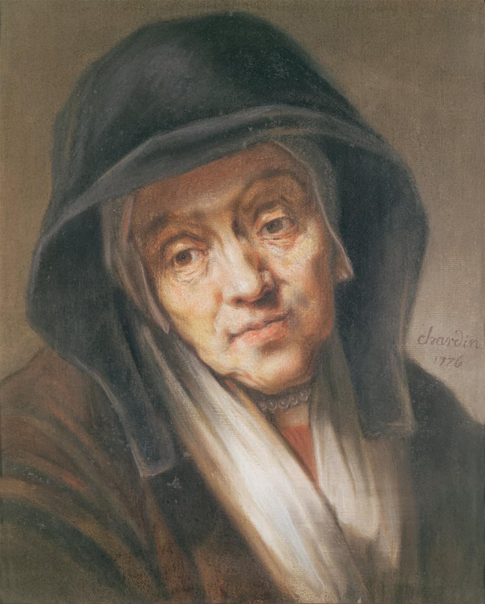 POSTERIIk Famous Modern Artwork Art Mural Copy of a Portrait by Jean Baptiste Simeon Chardin Oil Paintings Pictures for Home Decor 60x90cm