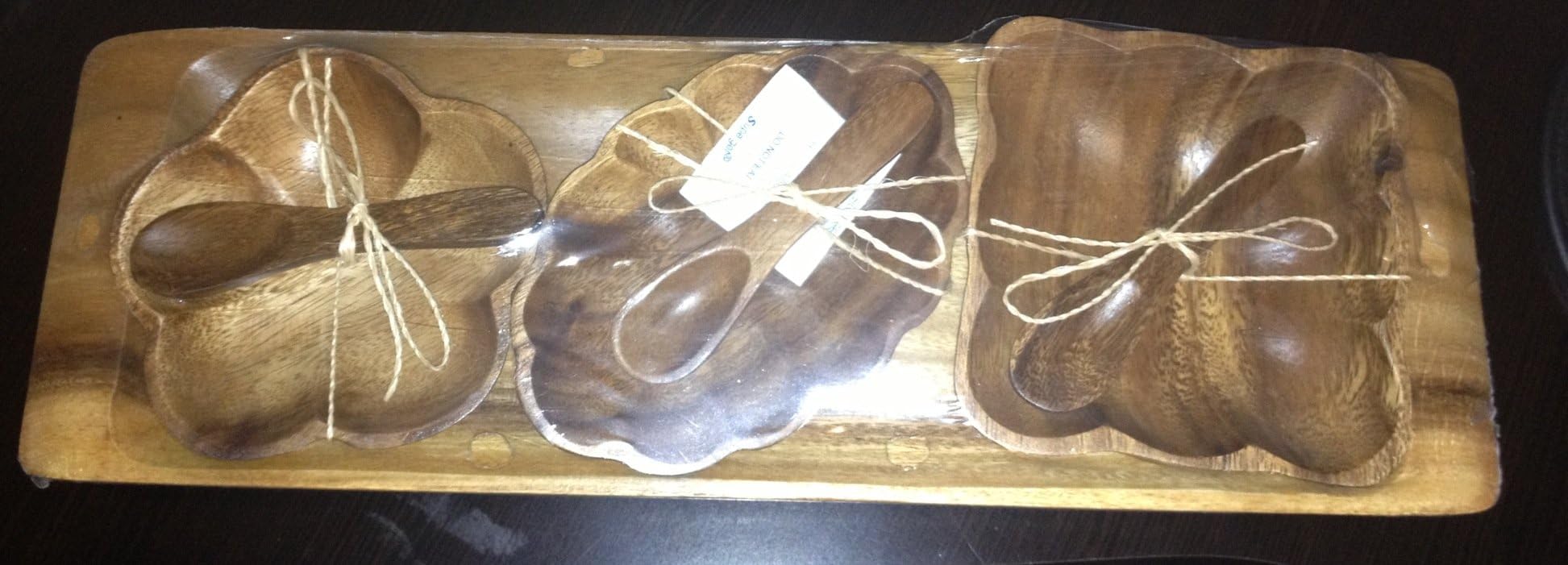 Acaciaware Condiment Serving Set,Brown