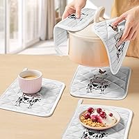 Vista 5 de Juego de 4 soportes para ollas, de vaca, cerdo, oveja, pollo, animales de granja, para cocina, almohadillas calientes a prueba de calor, tablero