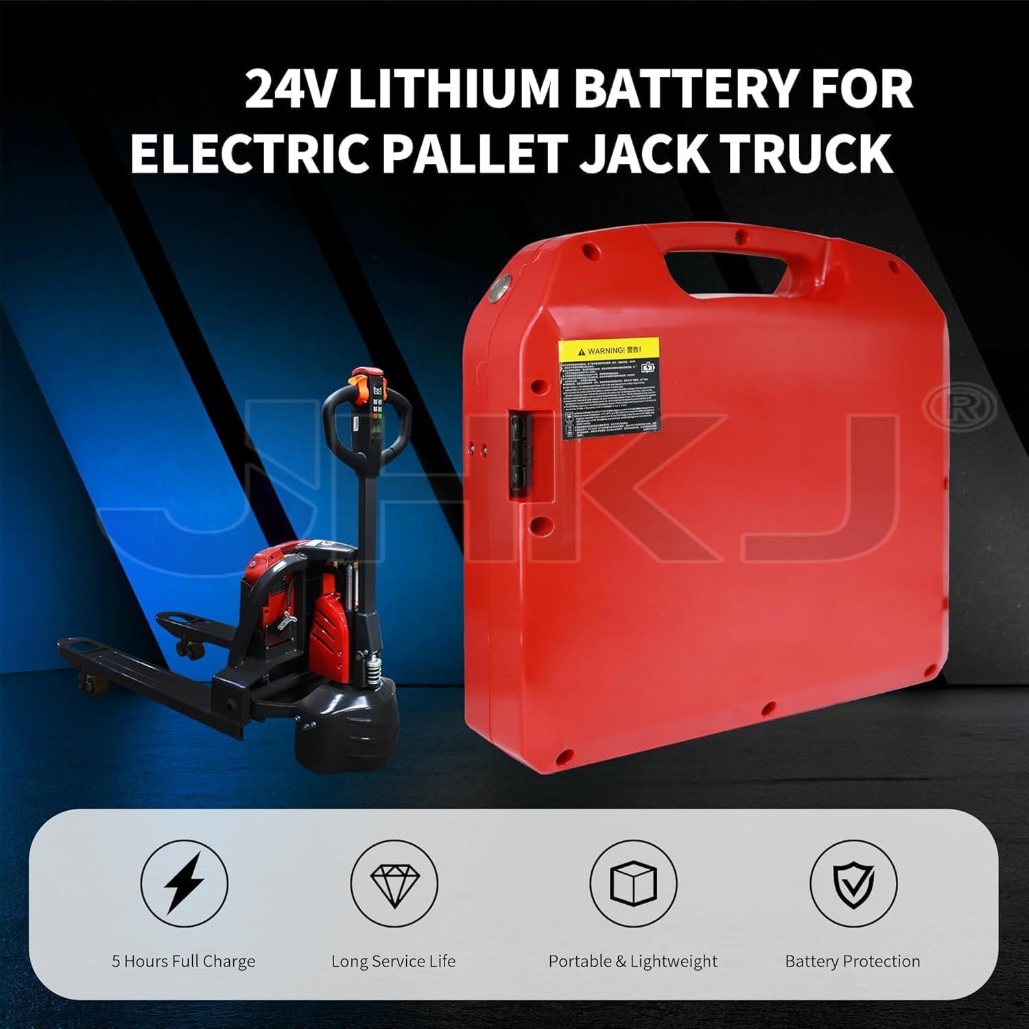 Transpallet elettrico a spinta manuale da 24V/48V con batteria al litio | Batteria per camion di carico e scarico da 24 V 20 Ah, batteria per camion di logistica e magazzino da 48 V 20 Ah