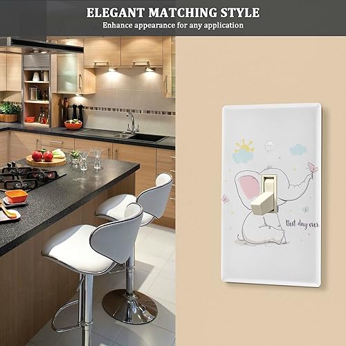 Miniatura 5 de Cute Elephant Baby Play With Butterfly In Sunny Day Toggle Switch Cover Switch Plate 2.9" X 4.6" Light Outlet Wall Plate Decoration Wallplate Cover