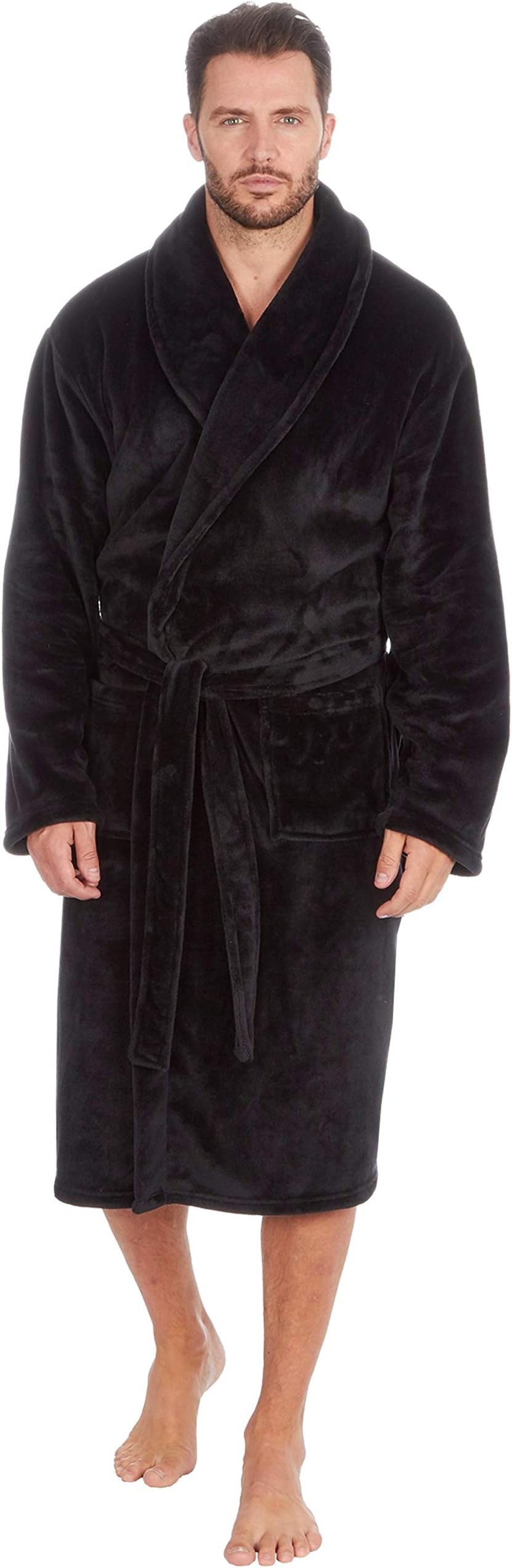 MICHAEL PAUL Men's Hooded and Non Hooded Soft Plain Dressing Gown
