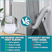 Vista 3 de Kit de conector de ventilación de secadora, codo de ventilación de secadora de ropa de 90 grados, conector rápido fácil de limpiar, se adapta a