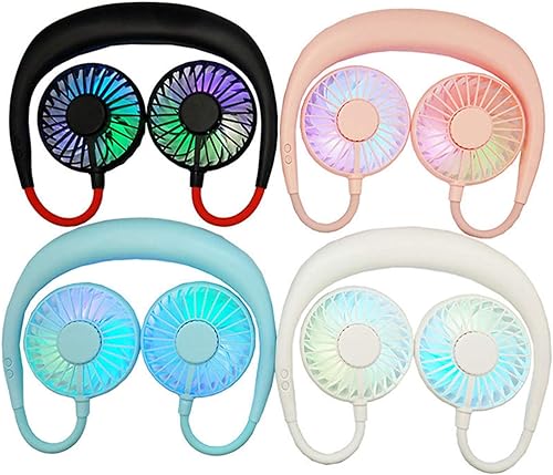 Miniatura 8 de Ventilador de cuello deportivo USB, portátil recargable por USB, ventilador personal manos libres, ventilador de refrigeración portátil con doble