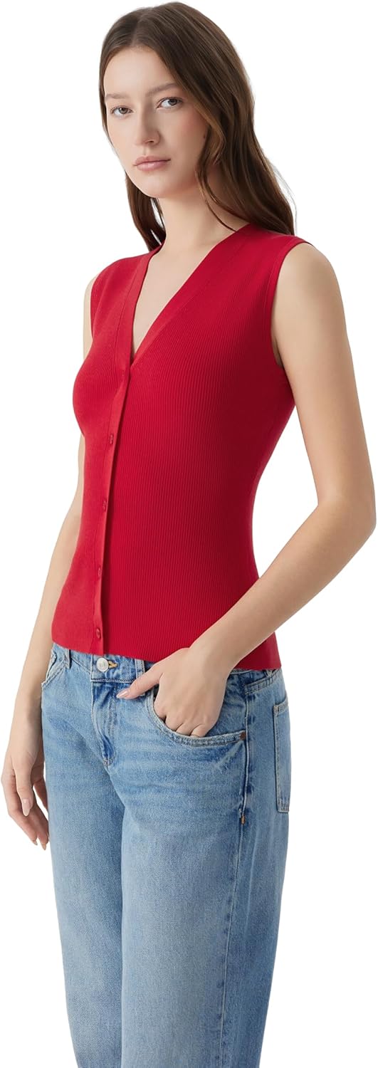 SUUKSESS Women Button Down Vest Tops Summer V Neck Sleeveless Tank Tops Business Casual Sweater Vest - Image 4