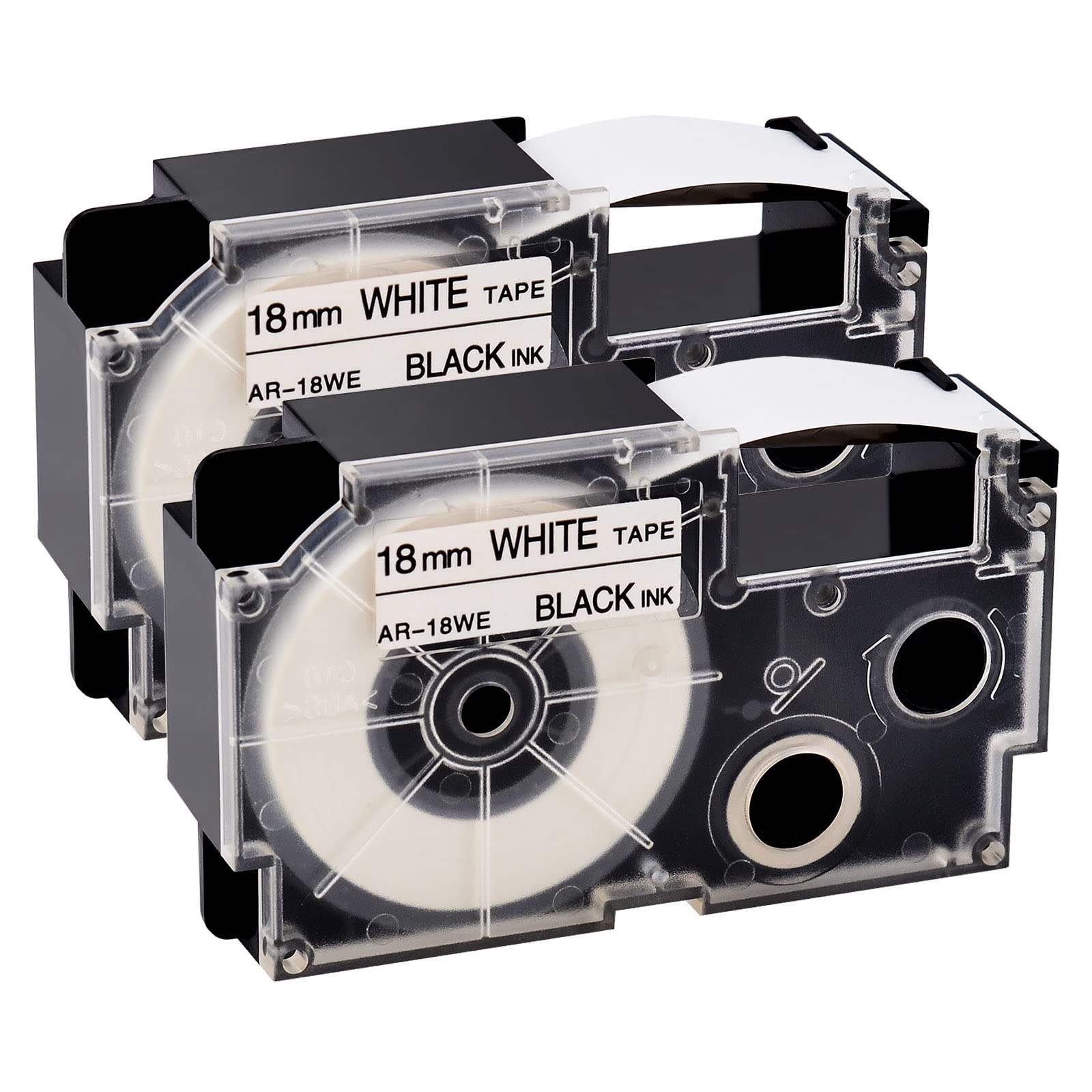 NineLeaf 2 Pack Compatible for XR-18WE XR18WE XR-18WE2S XR18WE2S 18mm 3/4'' Black on White Label Tape LT for EZ Label Printer KL-430 KL-750 KL-780 KL-