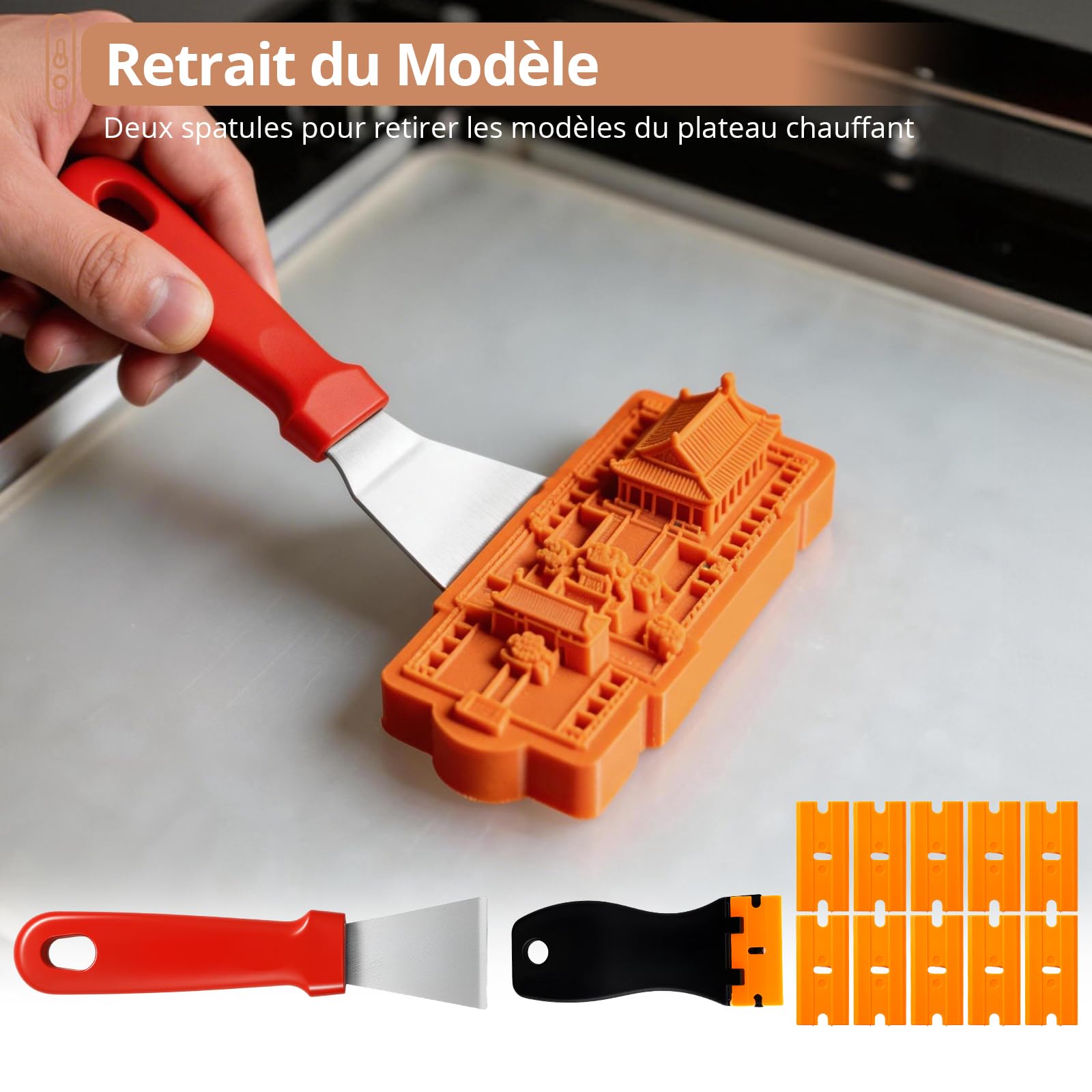 Kamtop Kit Outils Impression 3D Standard – Outils Post-Traitement Imprimante 3D avec Coupe Filament, Couteau de Précision, Spatules, Limes et Aiguilles Nettoyage Buse pour PLA ABS Résine