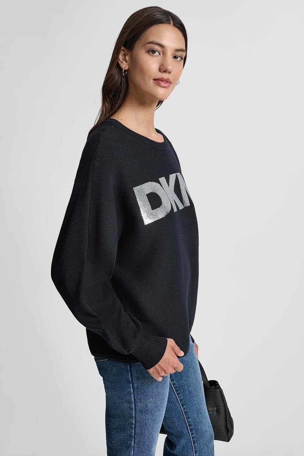 DKNY Womens Long Sleeve Crew Neck Logo Sweater - Image 4