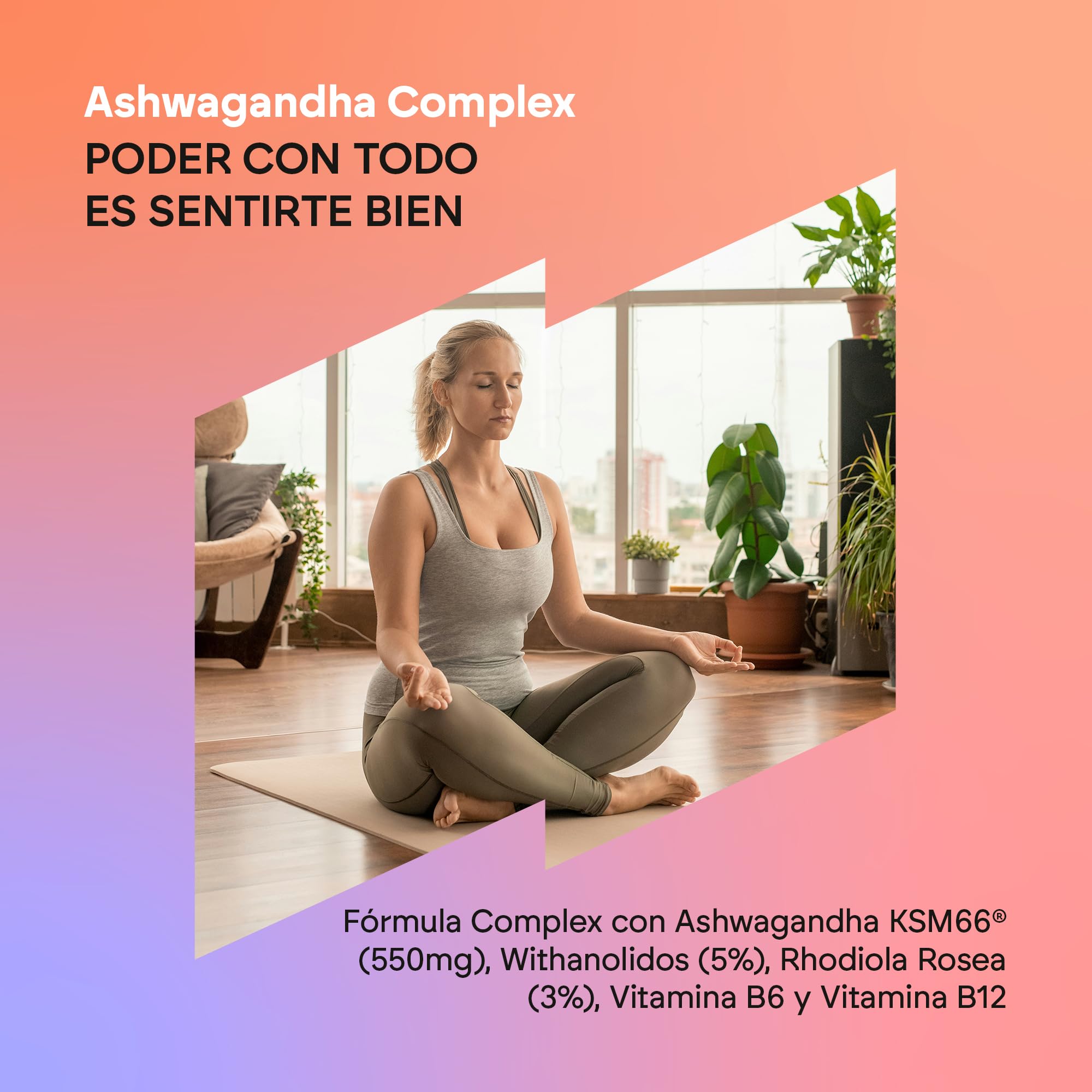 Ashwagandha KSM-66 - Rhodiola Rosea Vit B6 B12 - Ginseng Indio BIO-disponible con 5% de Whitanólidos y Vitaminas B6 y B12-60 Cápsulas Veganas Nutralie