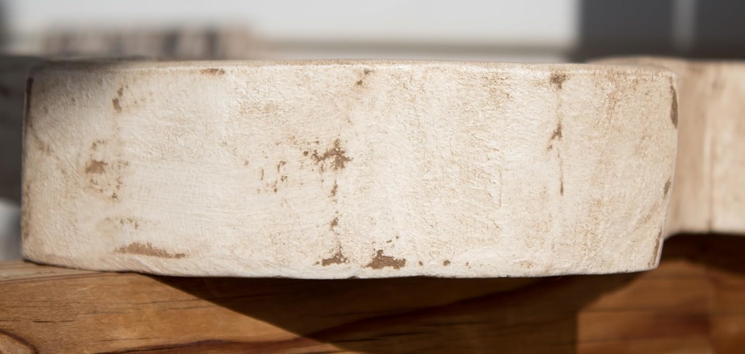 cow head large dough bowl for decor or candles unique antiqued hand carved centerpiece farmhouse holiday christmas gift 11x12x2- antique off white