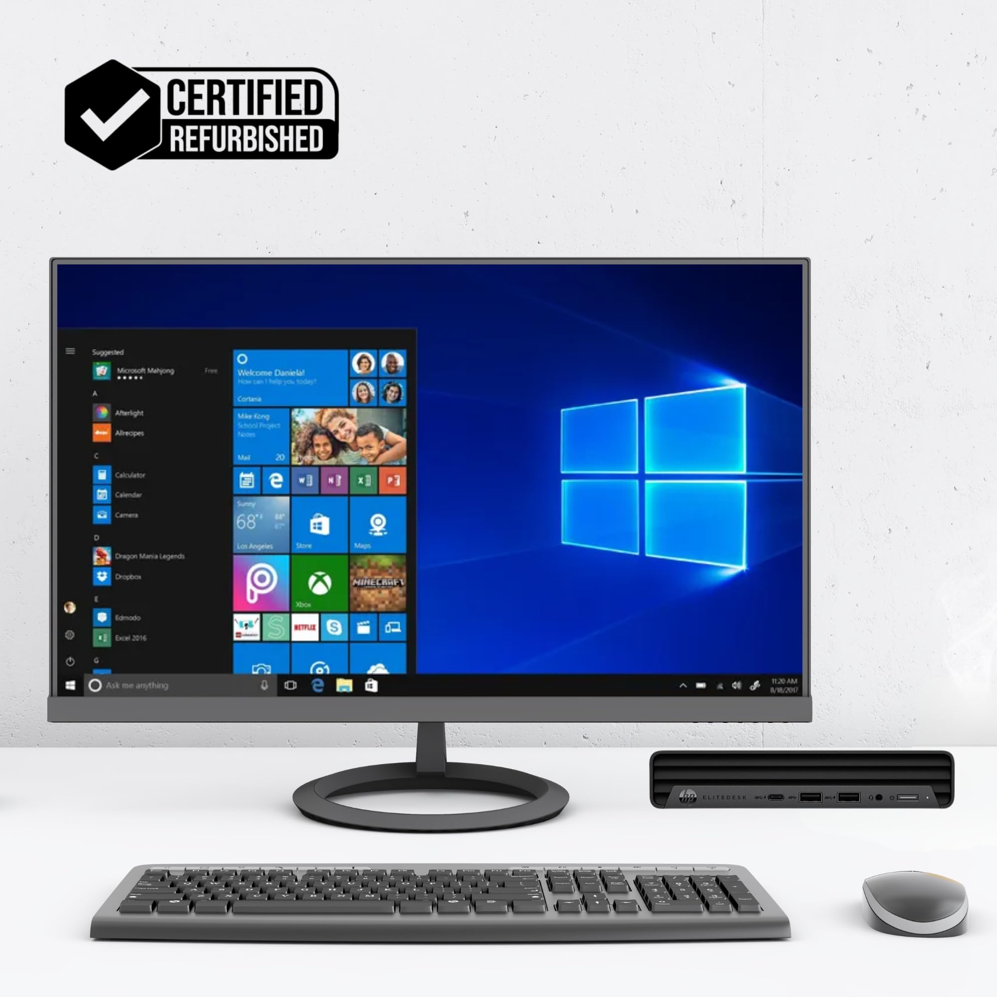 HP EliteDesk 800 G6 - Mini PC Intel i7-10700T 8 Core 2.0GHz - Ram 16Gb SSD 256Gb - Win 11 Pro Pronto all'uso con Libre Office + Chiavetta Wi-Fi (Ricondizionato)