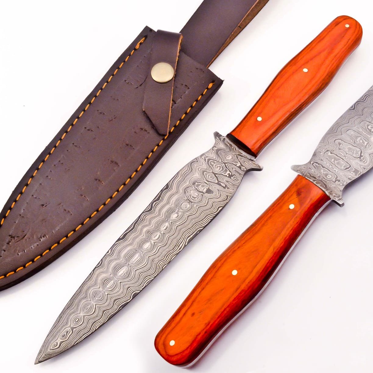 Rare Custom Damascus Dagger Knife Hunting Knife | Outdoor Knife Camping Knife | Paka Wood Handle with Free Genuine Leather Sheath (H-620)