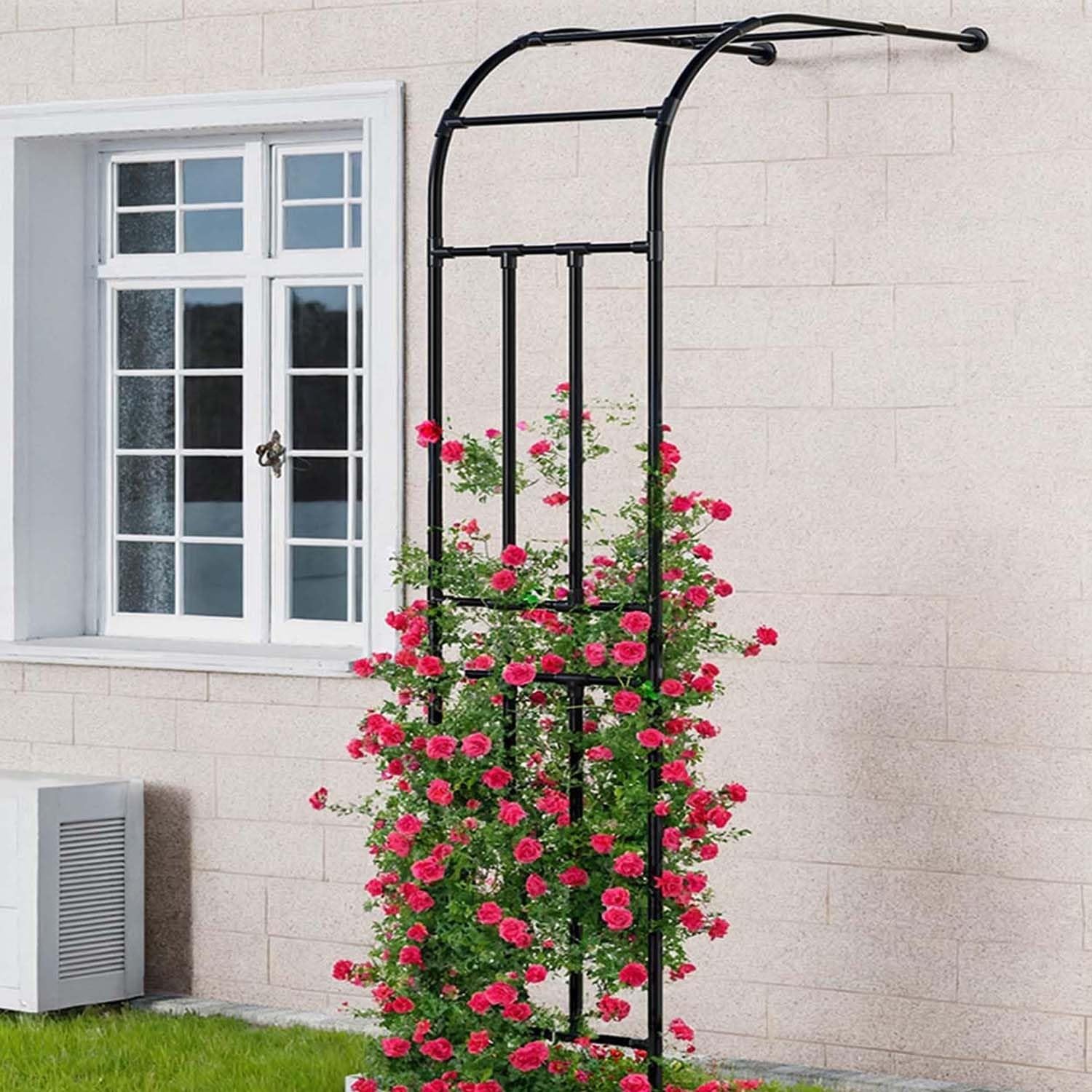 Gar Treillis d'arche en acier pour plantes grimpantes – 150 x 240 cm – Support pour plantes grimpantes – Support pour plantes grimpantes – Support pour plantes grimpantes – Support pour vignes, fleurs