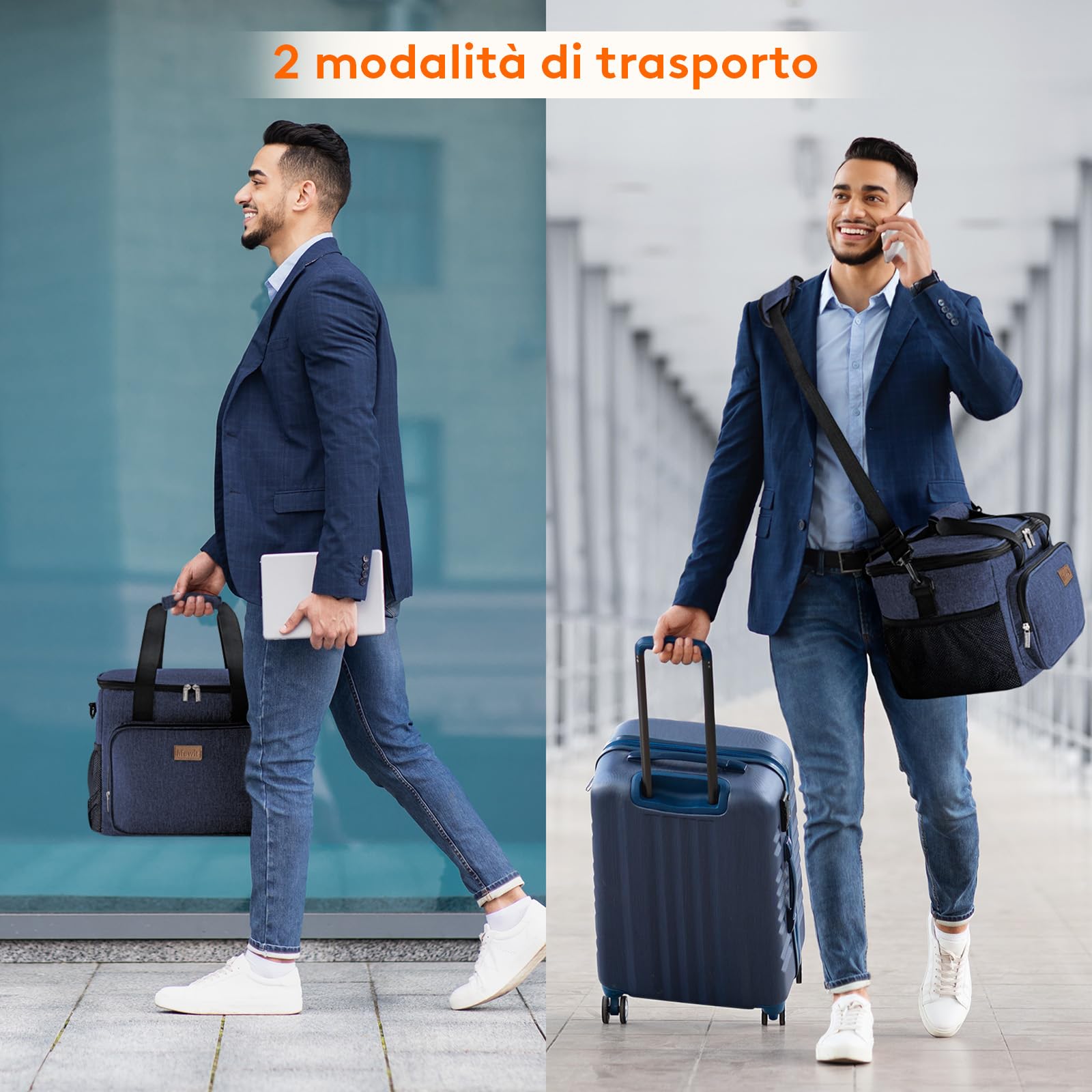Lifewit Borsa Termica Porta Pranzo 24L(40 Lattine), Grande Borse Frigo Pranzo Ufficio per Uomo e Donna, Lunch Bag per Lavoro, Mare, Viaggio, Spiaggia, Blu Scuro