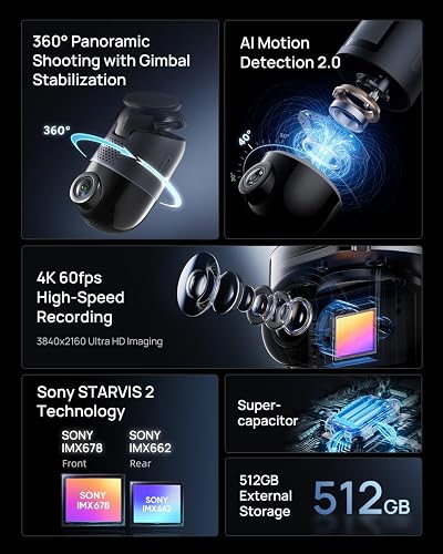 70mai Double caméra de tableau de bord avant et arrière 4K pour voiture avec Sony IMX678, STARVIS 2 vision nocturne, 4G LTE, détection de mouvement AI, ADAS, Wi-Fi 6 5 GHz, moniteur de stationnement - 9