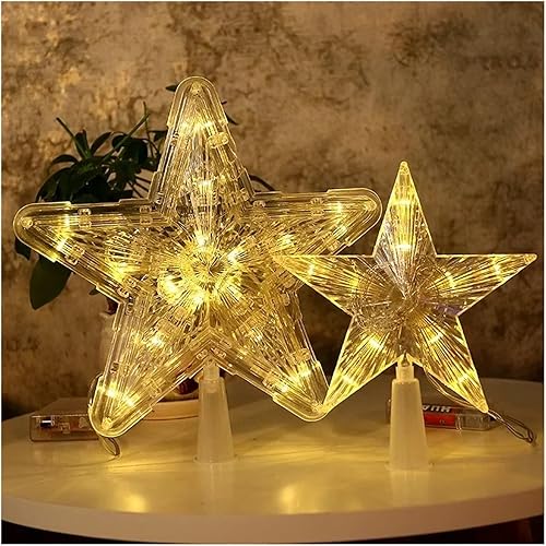 Decoración para árbol de Navidad de 5.9 pulgadas (5.9 in), diseño de estrella transparente de cinco puntas, decoración navideña para el hogar,
