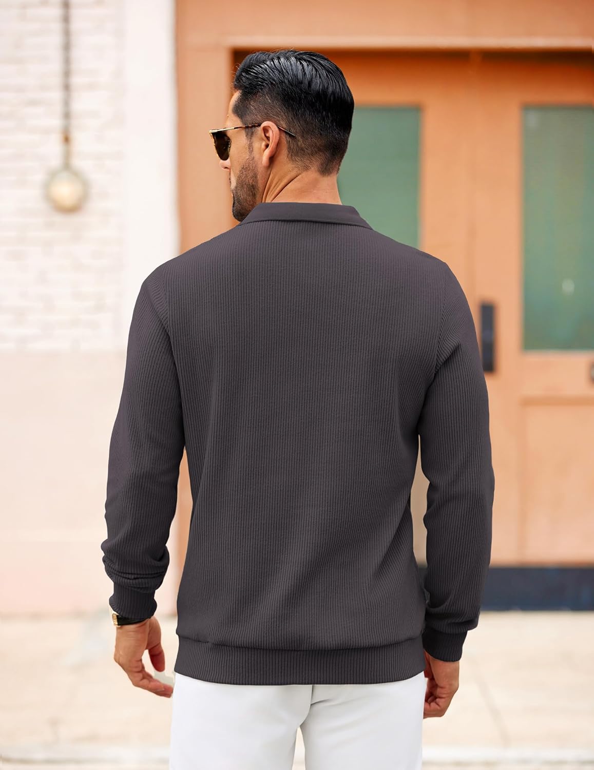 COOFANDY Mens Long Sleeve Polo Knit Polo Sweater Collared Pullover Casual Golf Polo Sweater - Image 4