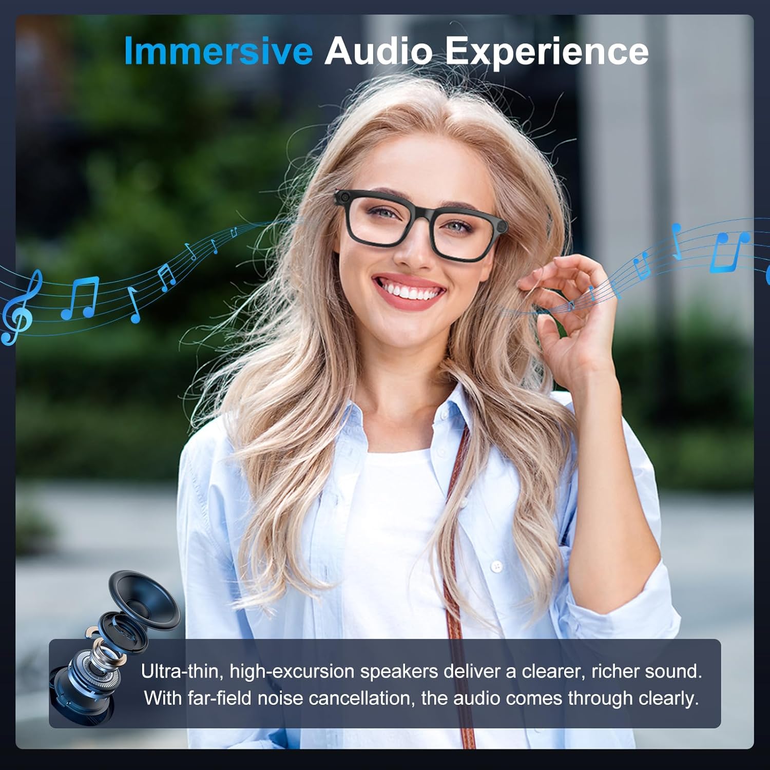 AI Smart Glasses with 8MP Camera, 4K Video, Photo Capture, Real-Time Translation, Recording, AI Assistant, Open-Ear Audio, Bluetooth, Object Recognition, Replaceable Sunglasses Lenses for Men Women