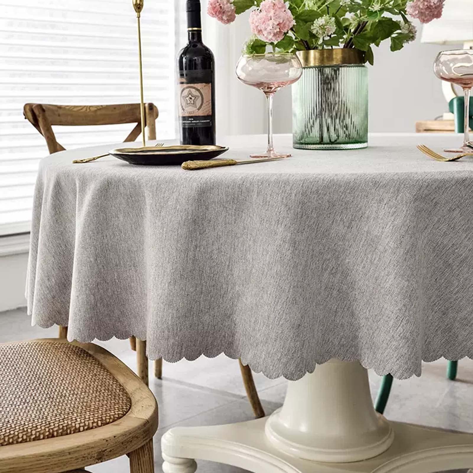 Mantel de lino resistente a las manchas, impermeable y a prueba de derrames, lavable, decoración de mesa para comedor, fiestas y eventos, elegante vajilla para el hogar