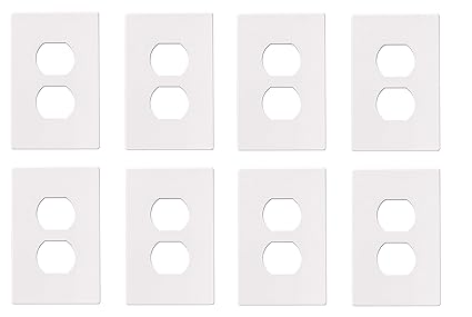 Eaton PJS8W Polycarbonate 1-Gang Screwless Duplex Receptacle Mid Size Wall Plate, White (8)