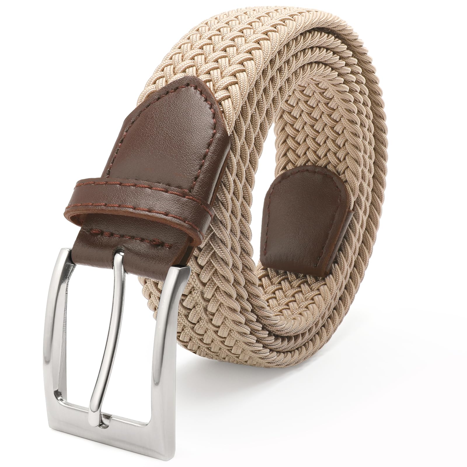 FAIRWIN Men's Golf Belt, Stretch Braided Elastic Woven Casual Jeans Belts 1 3/8" Nylon Web Work Belts for Men