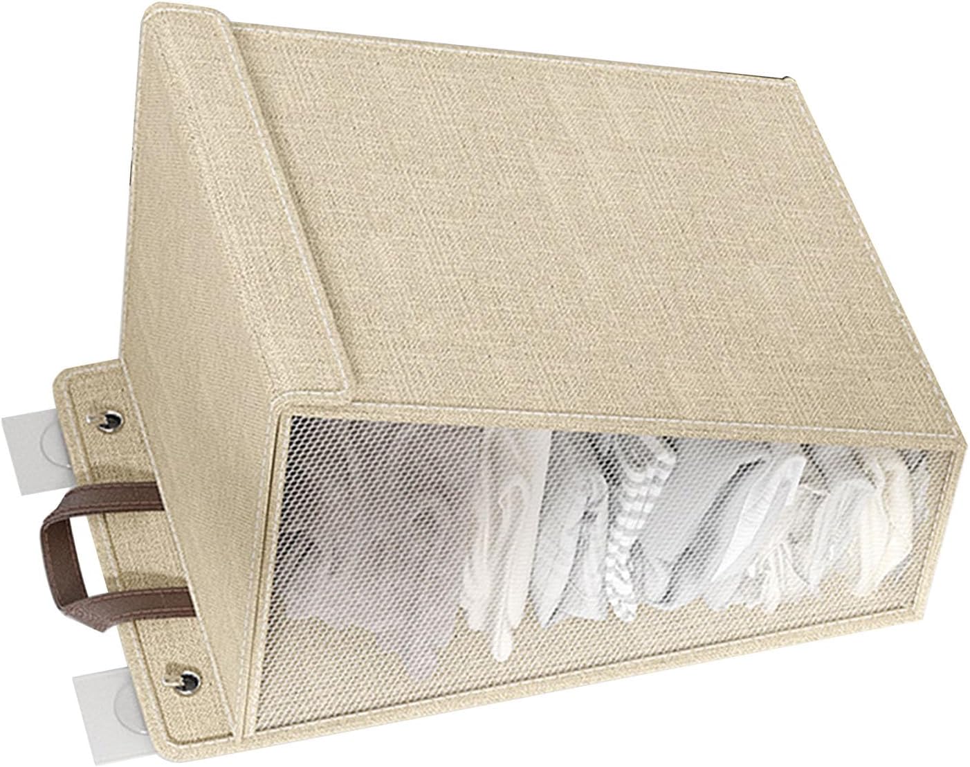 Wall Hanging Laundry Basket Foldable Space Saving Dirty Clothes Basket for Dorm Room College Students Linen (Beige L Size)