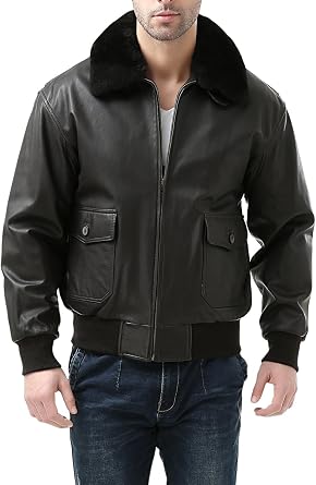 Landing Leathers Men Premium Navy G-1 Goatskin Leather Flight Bomber Jacket Also available in Big & Tall