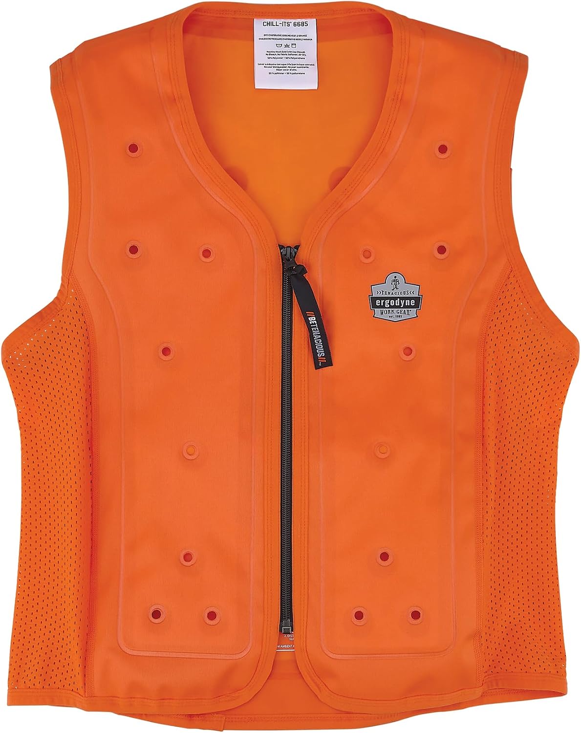 Ergodyne mens Chill-its 6685 Dry Evaporative Cooling Vest - Zipper Closure