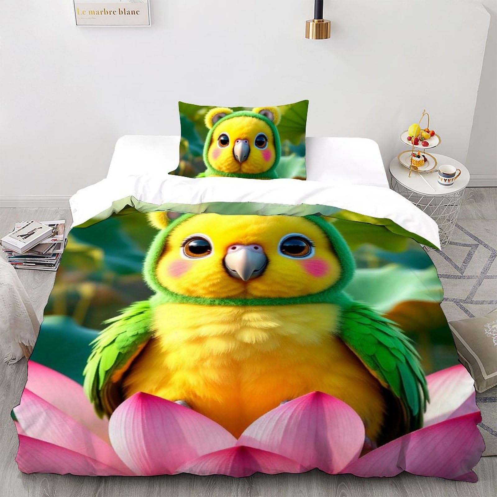 Housse de couette 135x200 animaux imprimé 3D en microfibre pour enfants